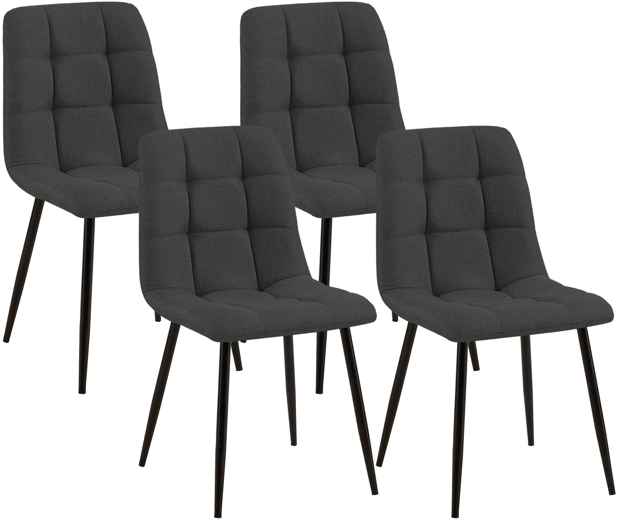 STUHL 4 Stoff Dunkelgrau - Dunkelgrau/Schwarz, Textil/Metall (45/84/55cm) - CLP