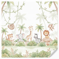 KINDERTAPETE - Tiere - Dschungel - Pastell - 280x260 cm - Weiß, Papier (280/260cm) - OnlyWow