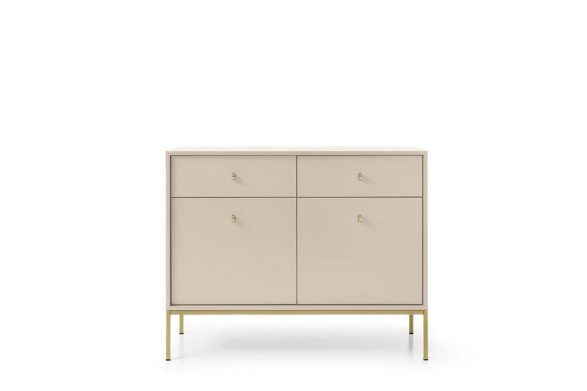 KOMMODE - kommode Melody II 2D2S Beige + Gold - Beige/Goldfarben, Holzwerkstoff (104/83/39cm) - Möblo