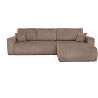 ECKSCHLAFSOFA Porto mit universelle Ottomane, Hellbraun - Hellbraun/Schwarz, Textil (288/190cm) - Beautysofa
