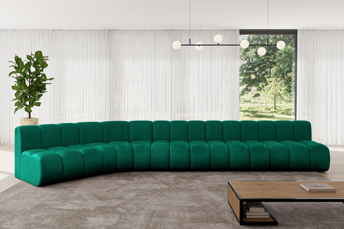 ECKSOFA modulares Sofa Montra-L3 - 472x174x70 cm Grün - Dunkelgrün, Holzwerkstoff/Textil (472/174cm) - ALTDECOR