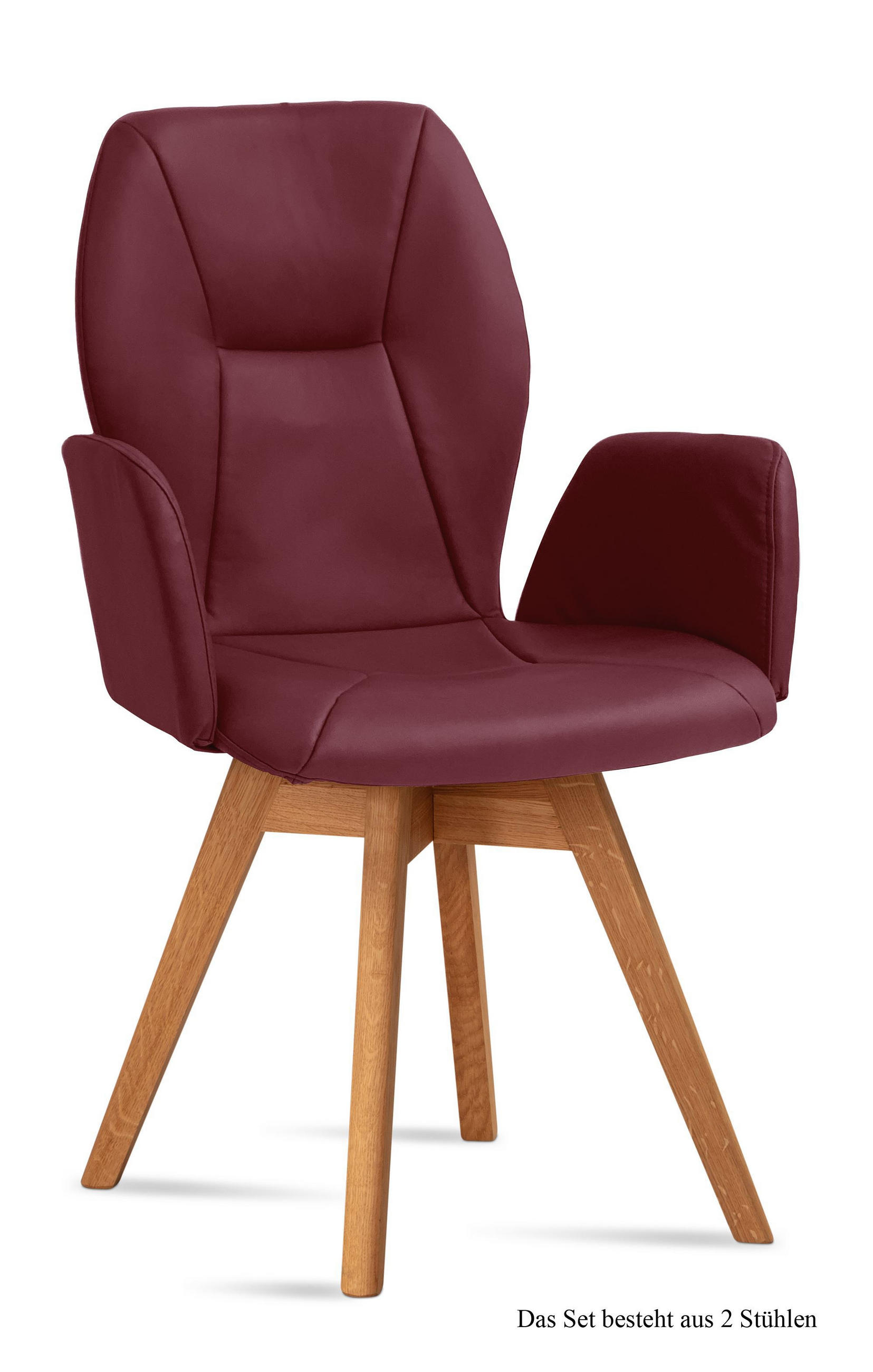 ARMLEHNSTUHL drehbar (2er-Set) Draia 58x92x60 Eiche geölt/Marsala - Eichefarben/Brombeere, Kunststoff (60/92/58cm) - 58aufmkessel