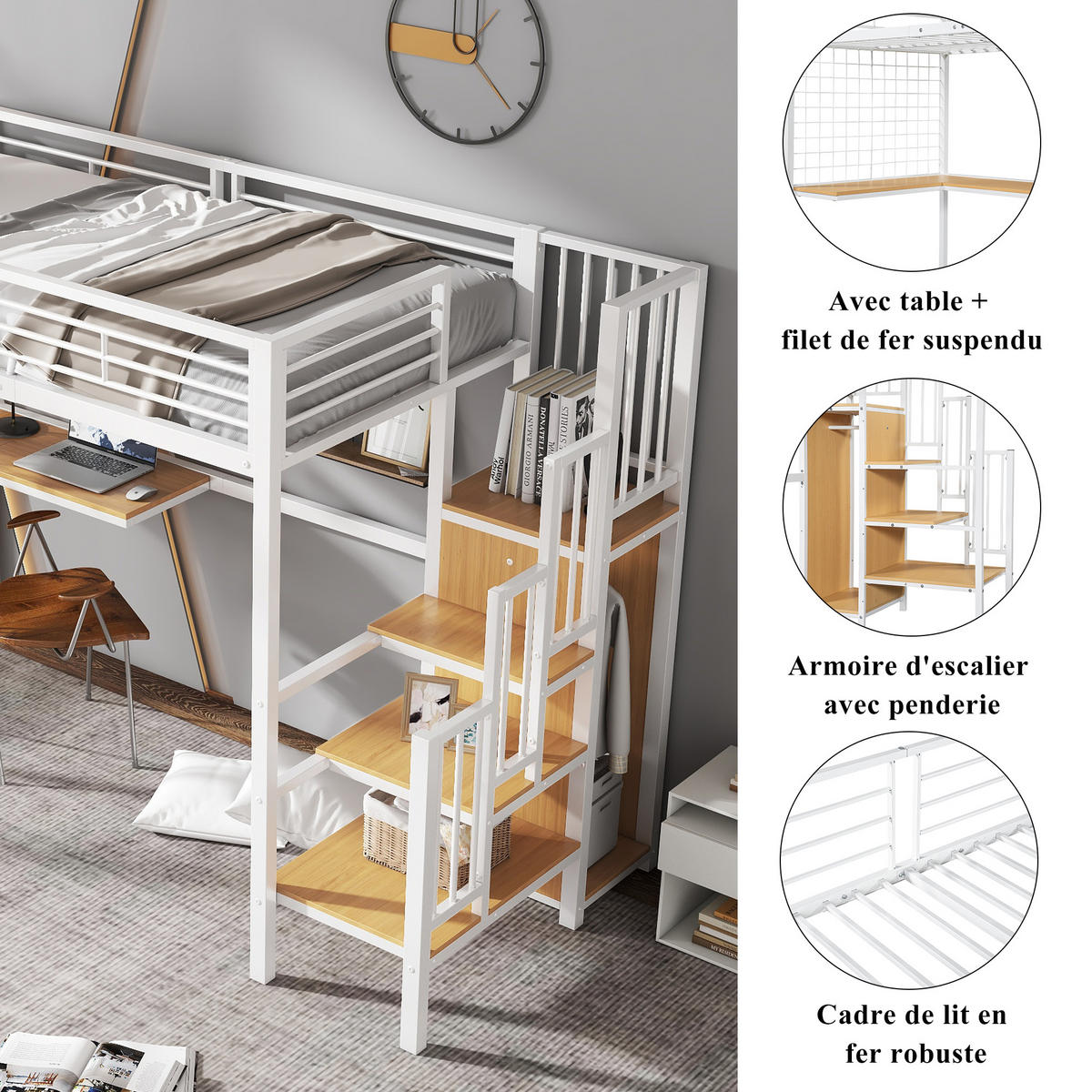 HOCHBETT 90x200 cm Tisch Schrank weiß - Weiß, Holzwerkstoff (90/200cm) - LEBENLANG