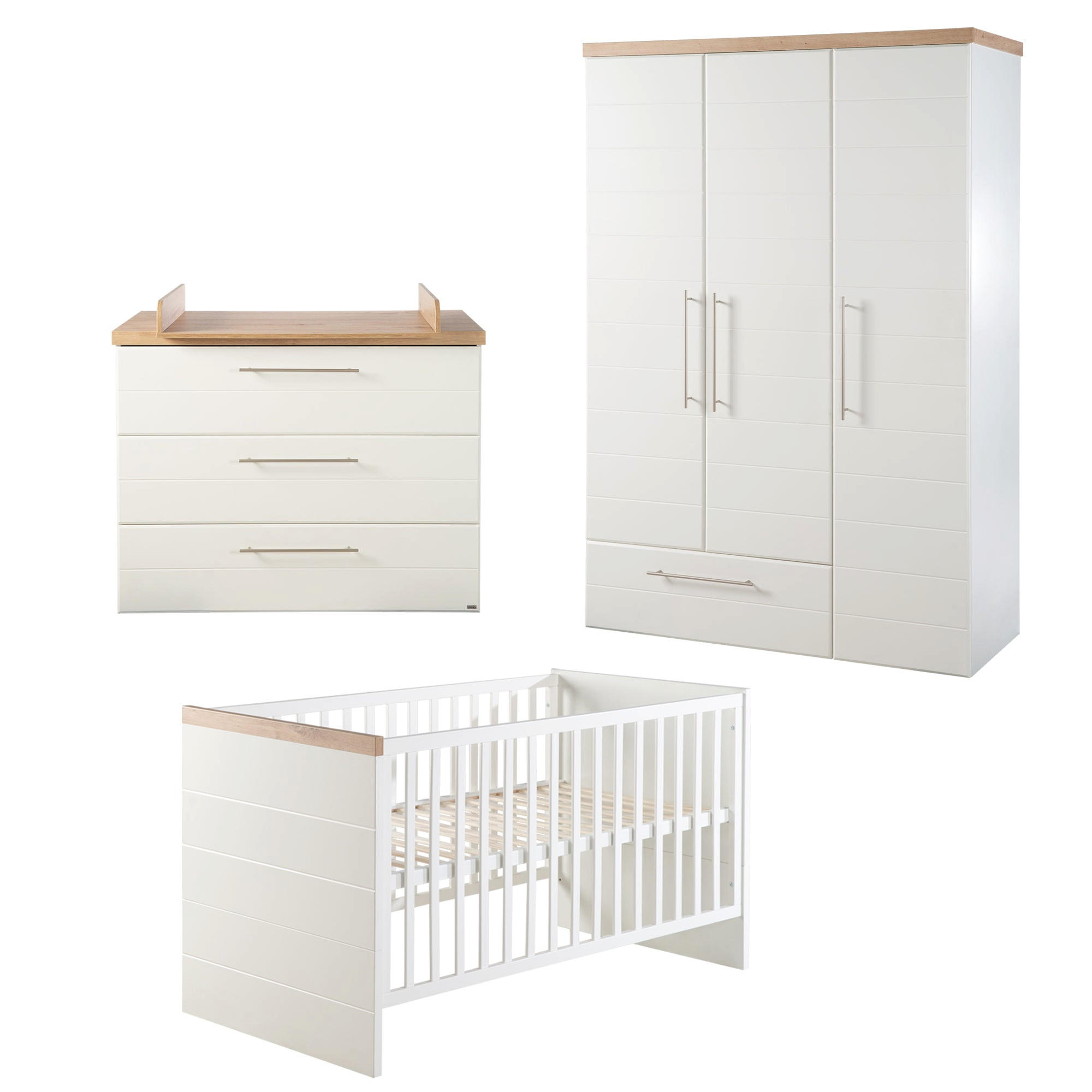 BABYZIMMER-SET Nele 3-teilig - Weiß, Holzwerkstoff (76/81/144cm) - Roba