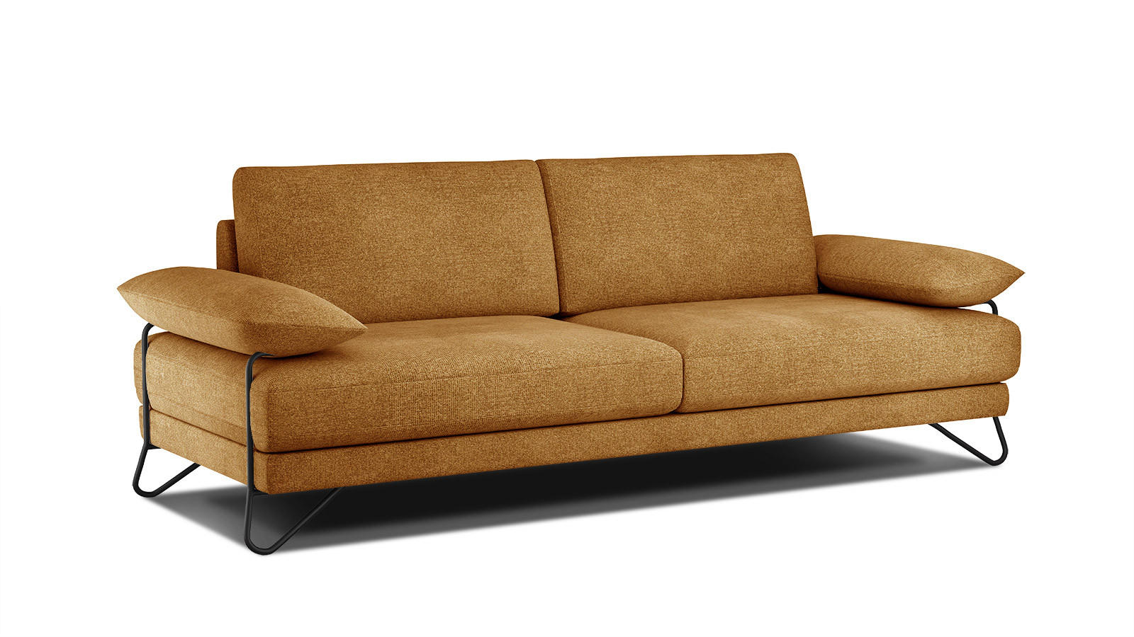 SOFA LORI 3-Sitzer, orange - Schwarz/Orange, Holzwerkstoff/Textil (245/87/96cm) - Courtois Laville