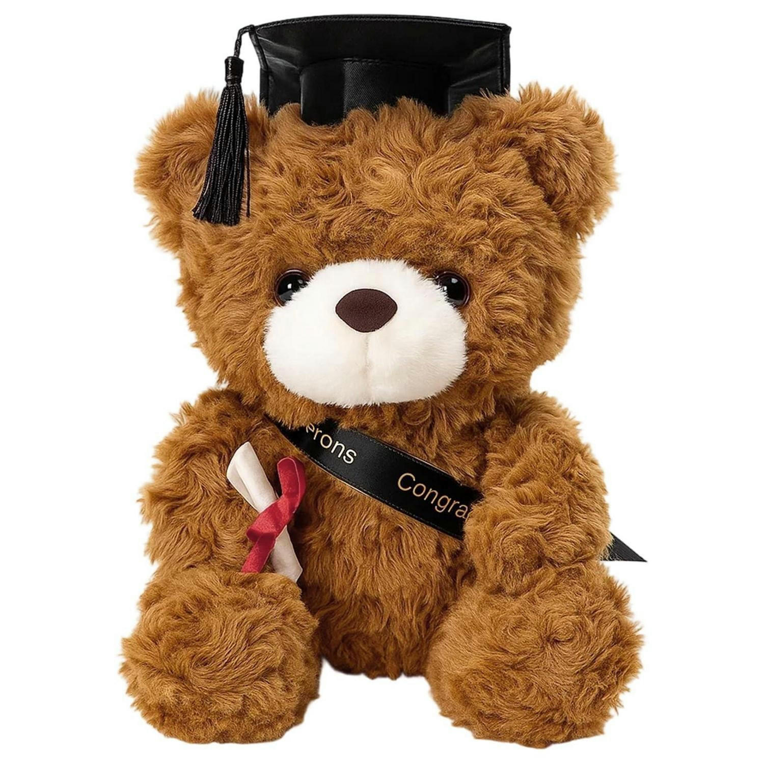 STOFFTIER Bär mit Doktorhut und Urkunde 23 cm - Braun, Textil (10/10cm)