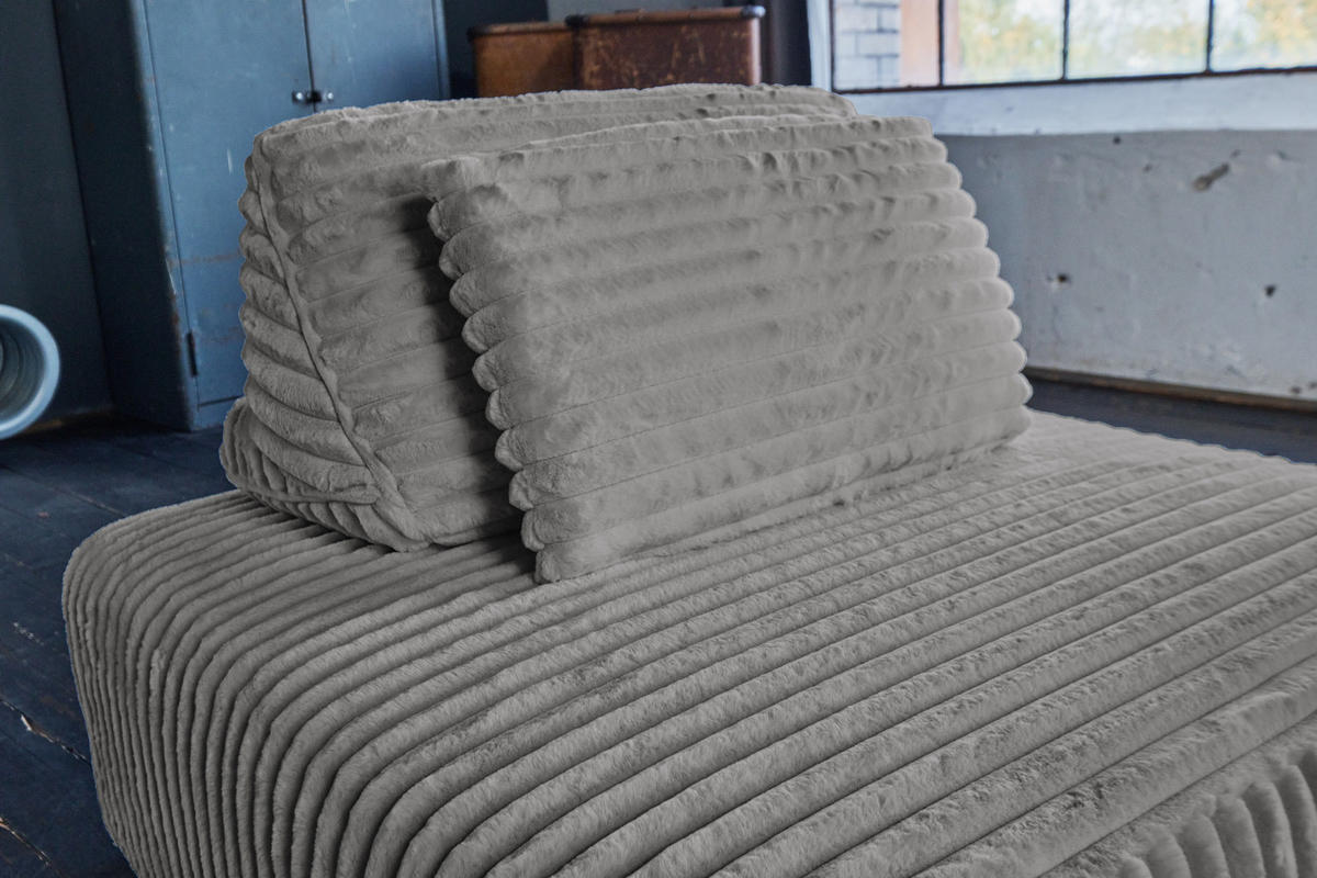 HOCKER MIT RÜCKENKISSEN WIOLO SOFT Grau Cord - Schwarz/Grau, Kunststoff/Textil (111/84/111cm) - KAWOLA