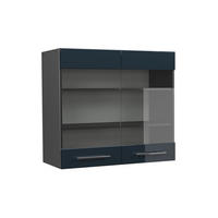 KÜCHENGLASSCHRANK Fame-Line Dunkelblau Hochglanz 80 cm - Anthrazit/Dunkelblau, Holzwerkstoff (80/72/34.1cm) - Vicco