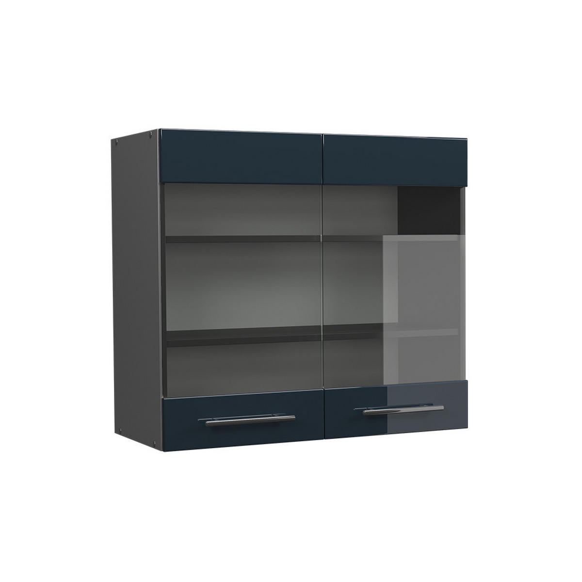KÜCHENGLASSCHRANK Fame-Line Dunkelblau Hochglanz 80 cm - Anthrazit/Dunkelblau, Holzwerkstoff (80/72/34.1cm) - Vicco