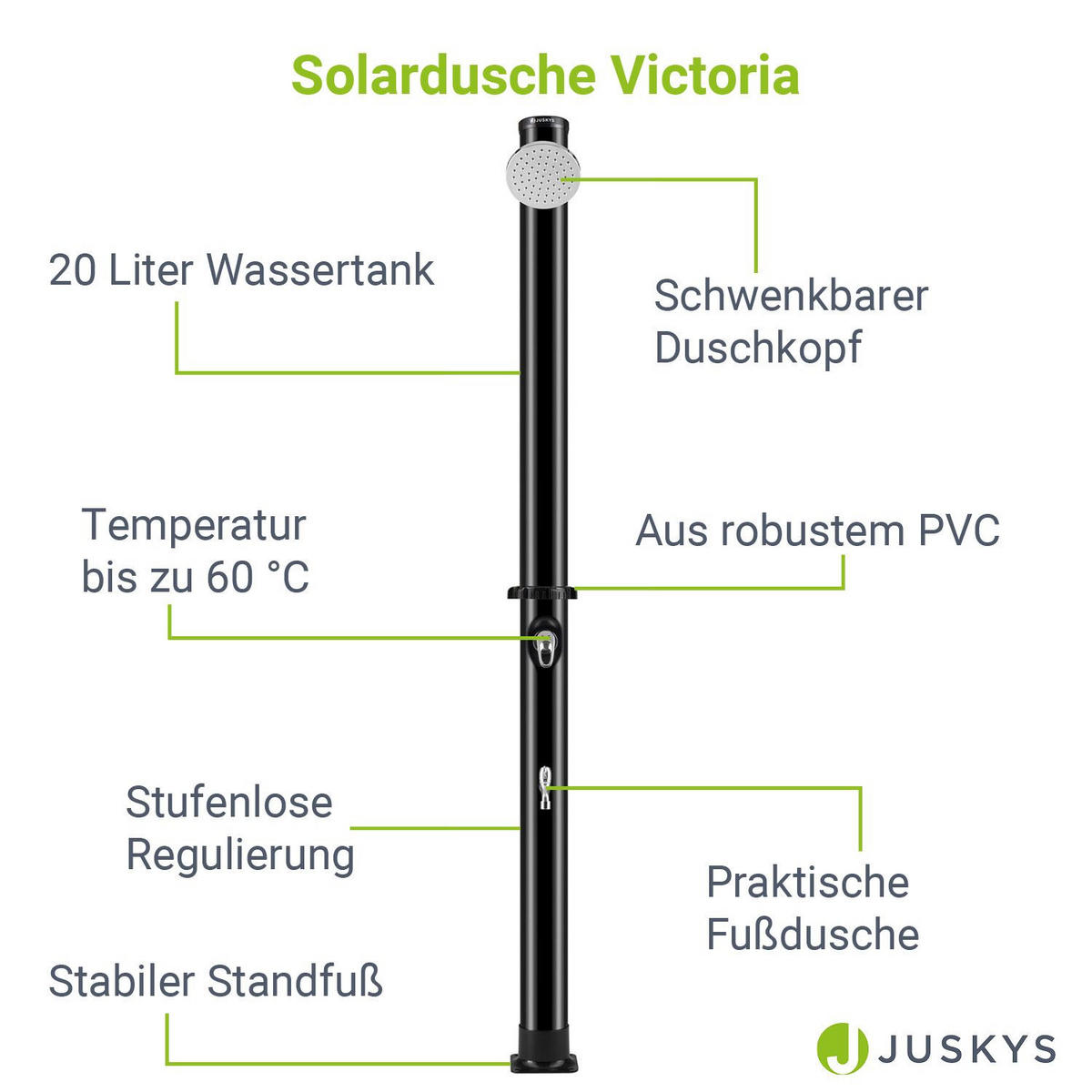SOLARDUSCHE Victoria 20 Liter - Schwarz, Kunststoff (15.5/220/217cm) - Juskys