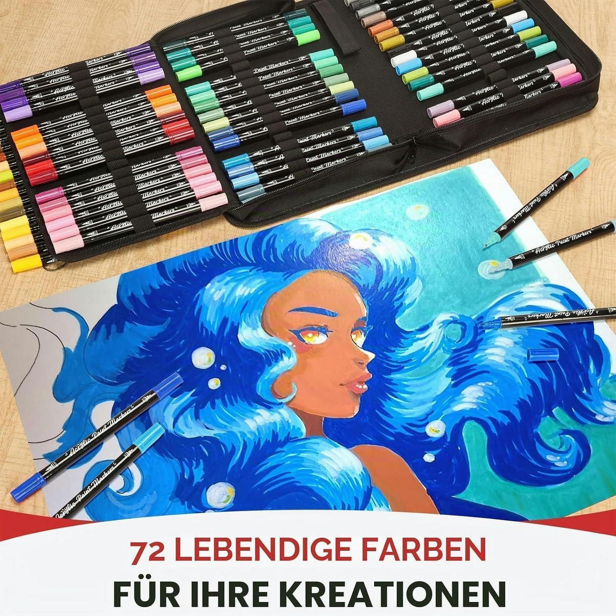 MARKER-SET 72 Farben Doppelspitze Tragetasche - Multicolor, Kunststoff (12/10/17cm)
