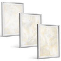 BILDER SET 3er Set - 40x60 cm Silberner Rahmen - Helles Strukturfarbendesign - Silberfarben, Kunststoff (40/60cm) - TULUP