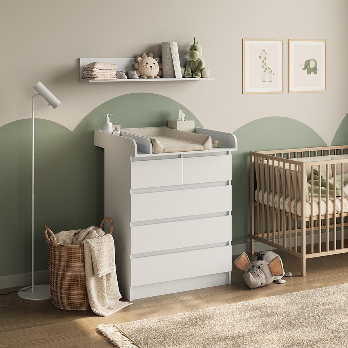 PŘEBALOVACÍ PULT Emma Bílá 80 x 110.2 cm s 5 zásuvkami - bílá, kompozitní dřevo (80/110.2/76cm) - Vicco