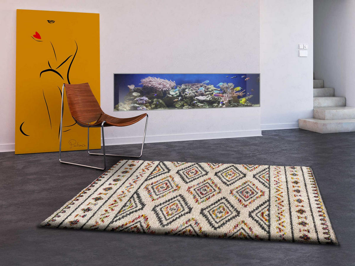 HOCHFLORTEPPICH Weiß Kasbah 160/230 cm - Multicolor/Weiß, Naturmaterialien/Textil (160/230cm) - Atticgo