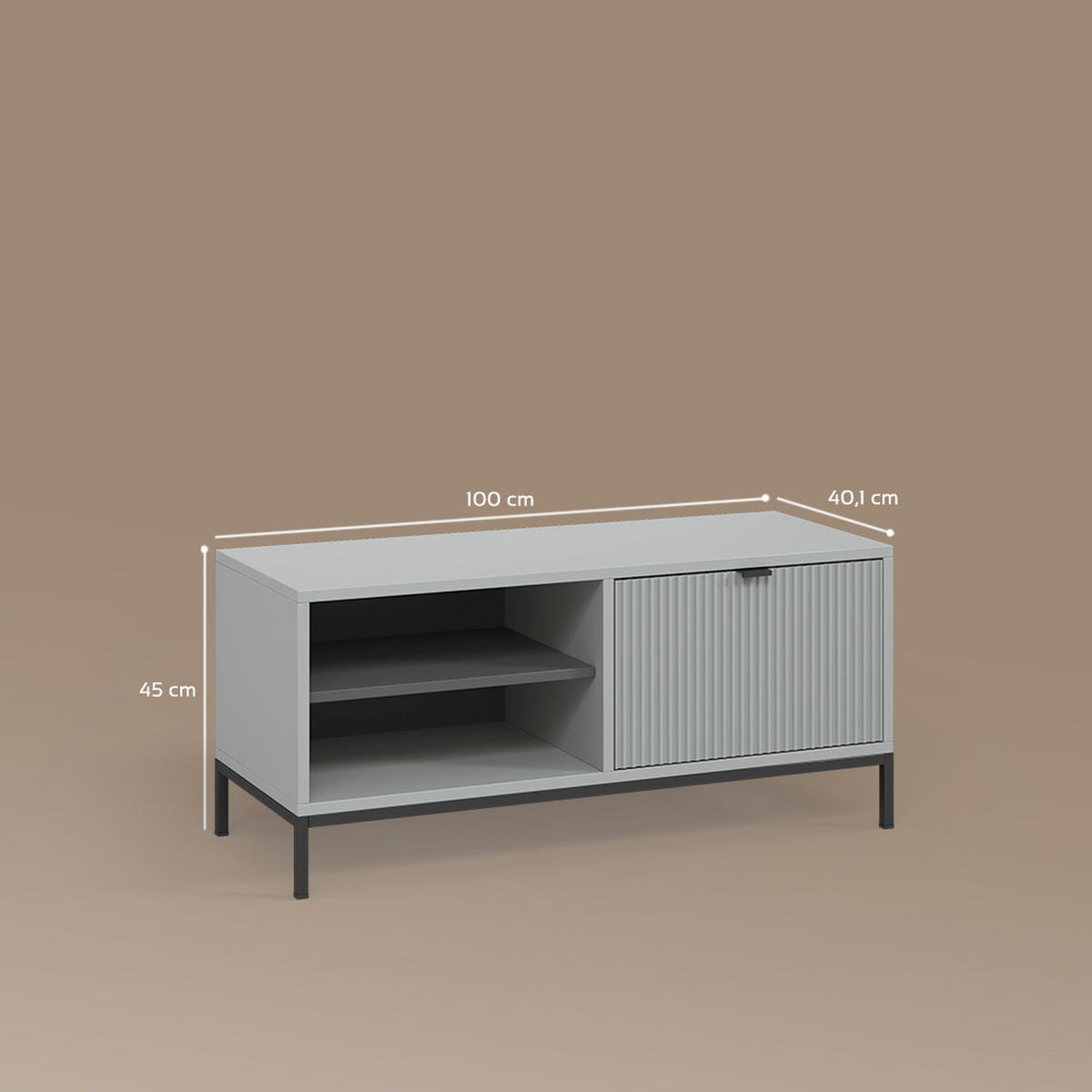 SCHUHSCHRANK Aterno Grau 100 x 45 cm mit Klapptür - Grau, Holzwerkstoff (100/45/40cm) - Livinity®