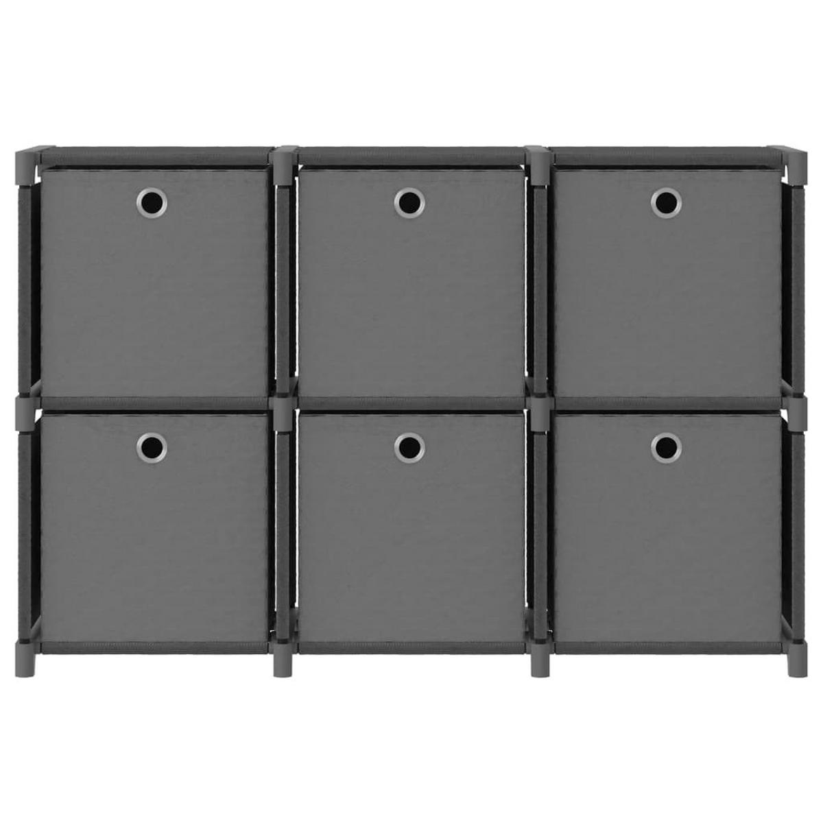 WÜRFELREGAL mit 6 Boxen Grau 103x30x72,5 cm Stoff - Grau, Textil (103/72.5/30cm) - furnicato