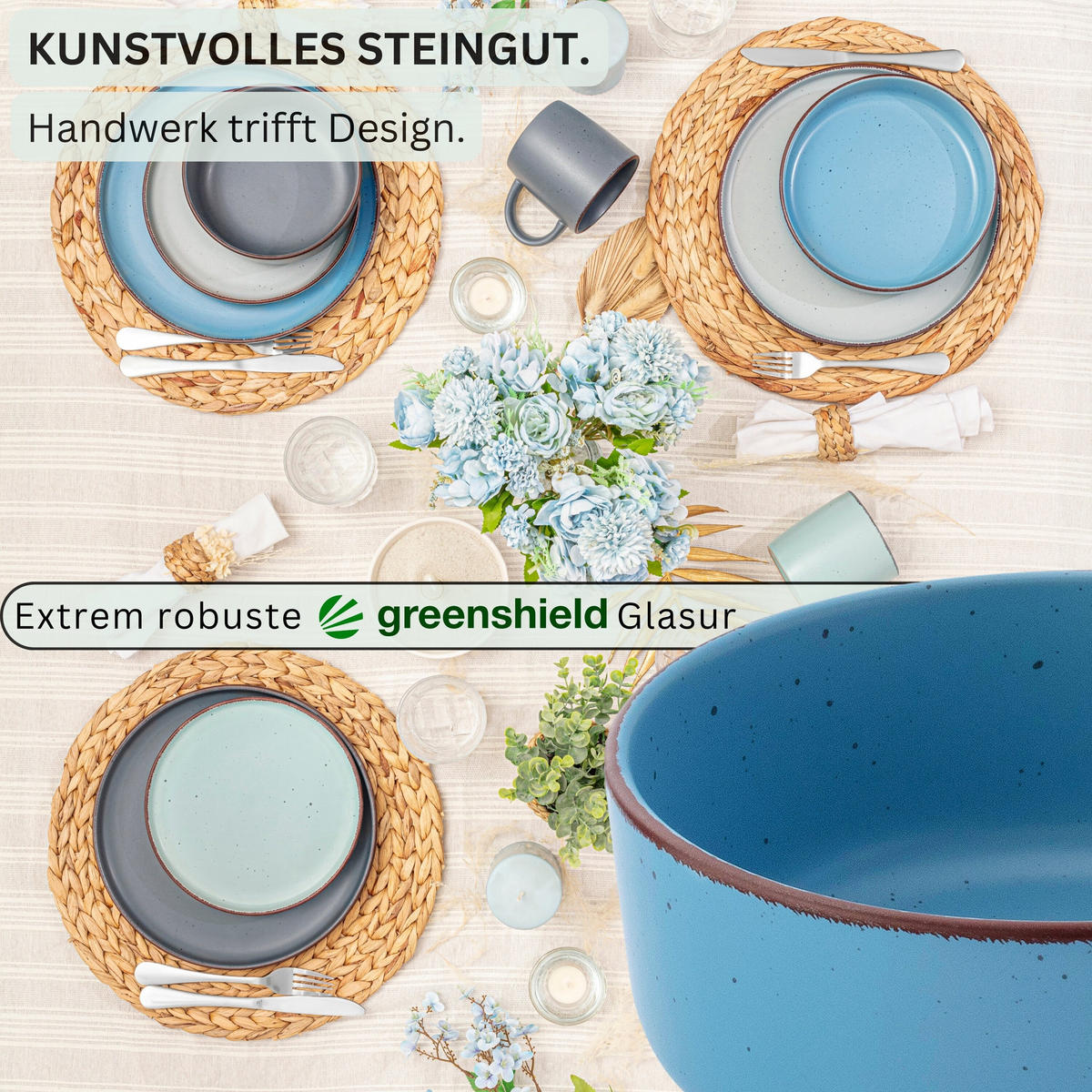 SCHALEN BOMBAY SKY SHADES - 4 teilig aus Steingut - Blau/Multicolor, Stein (16.5/16.5/6.5cm) - Sänger
