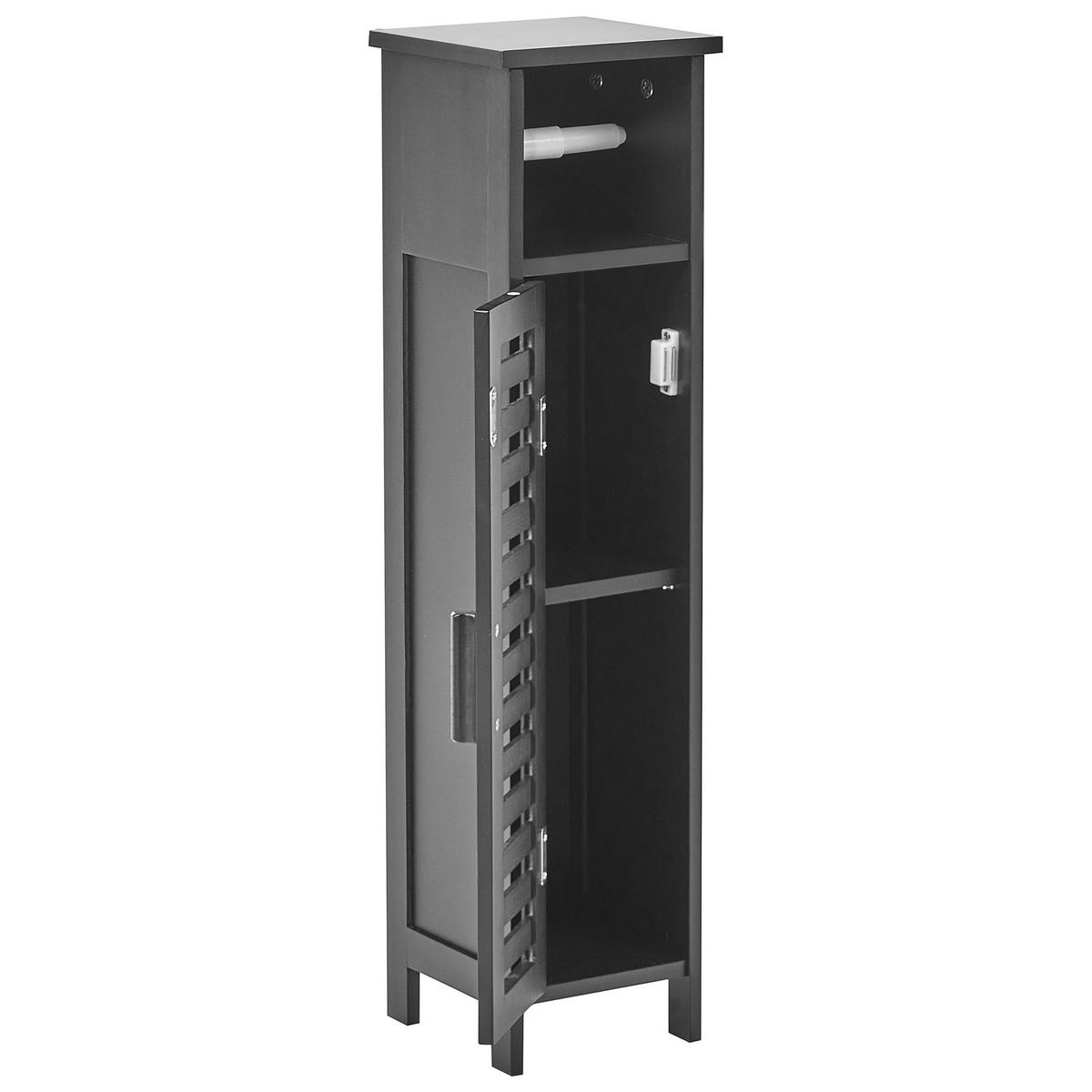 DULAP PENTRU HÂRTIE IGIENICĂ bambus negru Olathe - negru, lemn (18/72/17cm) - Beliani