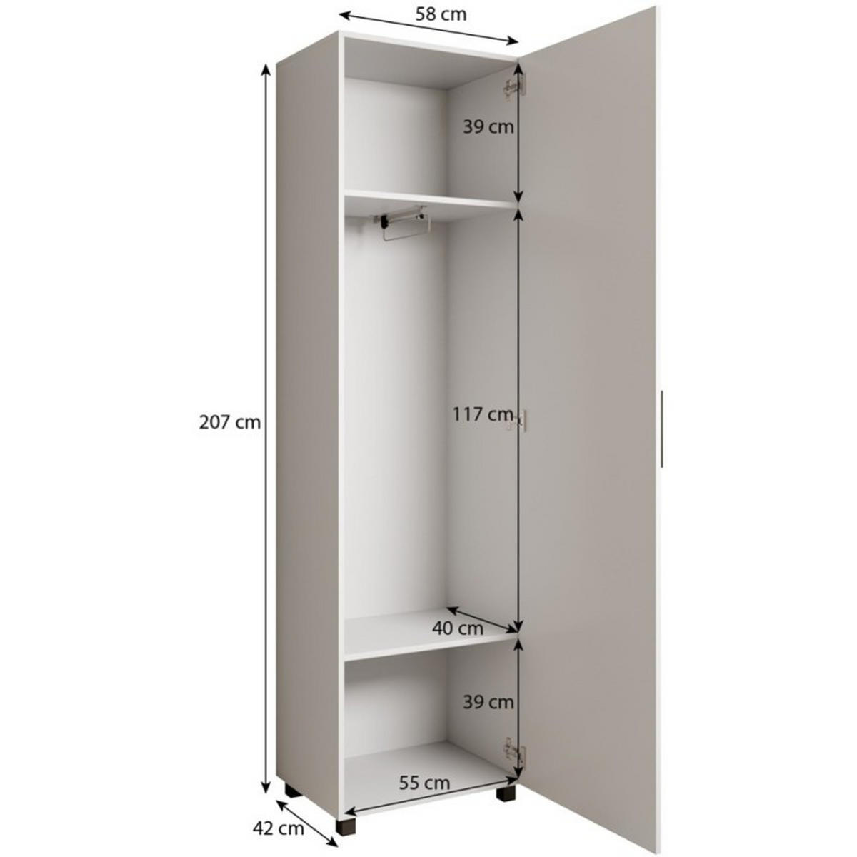 GARDEROBE Neli mit Lamellen und Spiegel, links, kaschmir, artisan - Kaschmir/Eiche Artisan, Kunststoff (79/207/42cm) - Margaret Hadas24