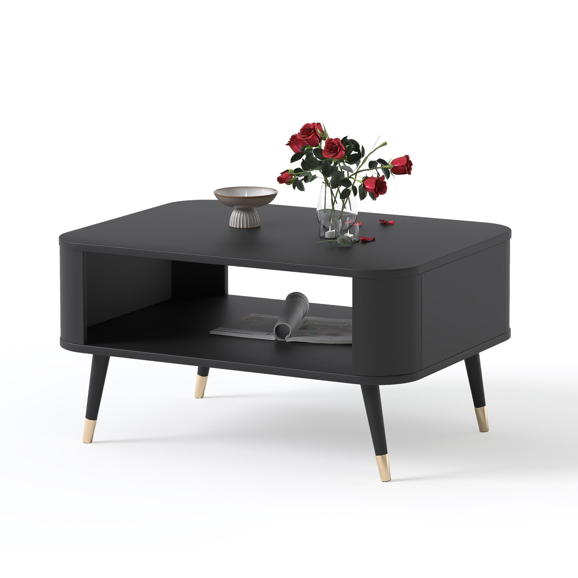 COUCHTISCH NOIR 80/60/42 cm Rechteckig, Schwarz - Schwarz, Holzwerkstoff/Metall (60/80/42cm) - Idohome