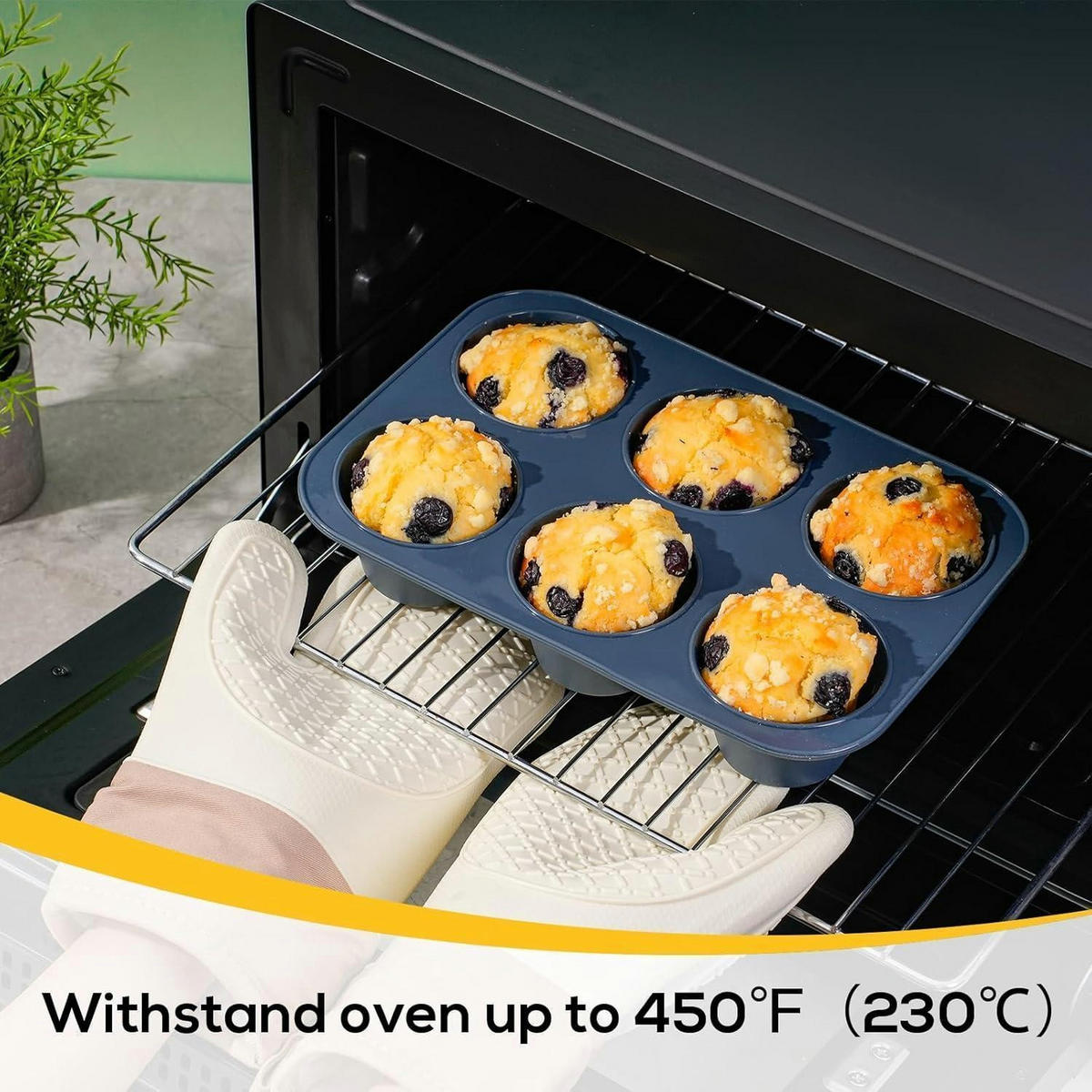 MUFFINBACKFORM Silikon Grau 27,8 x 19 x 5 cm - Dunkelblau, Kunststoff (19/5/8cm)