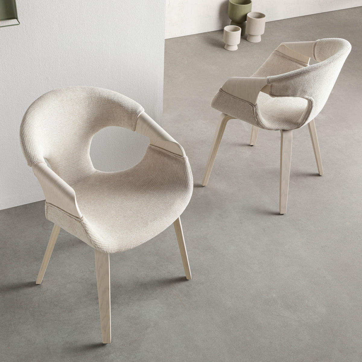 STUHL Formholz 55 x 56 x 80 cm beige POLSTERSTÜHLE #02 - Beige, Holz (55/80/56cm) - Massivmoebel24