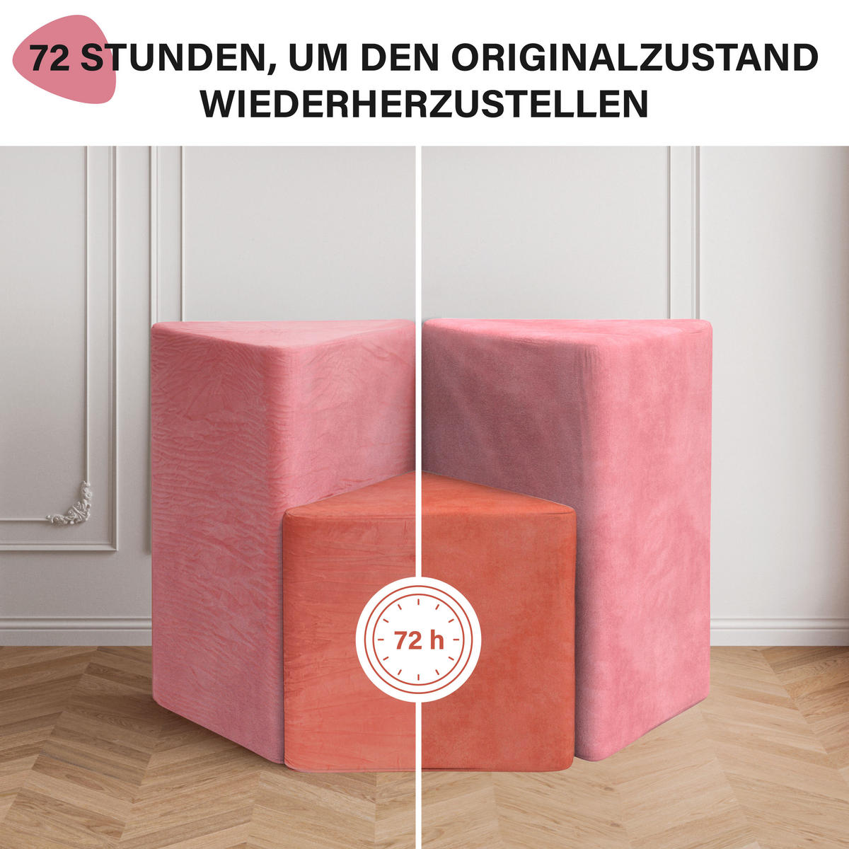 HOCKER Cord Dreieck Rosa 3er-set - Pink, Textil (53/40/53cm) - Vercart