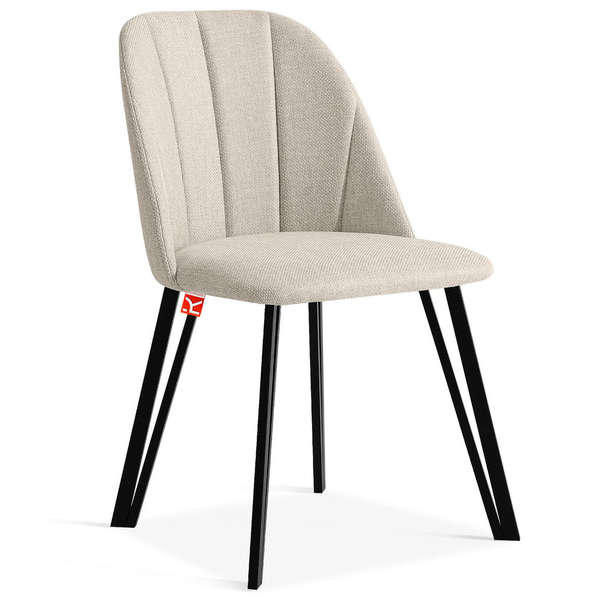 POLSTERSTUHL SPENO Esszimmerstühle 2er Set - Beige/Schwarz, Holz/Textil (52/85/58cm) - KONSIMO®