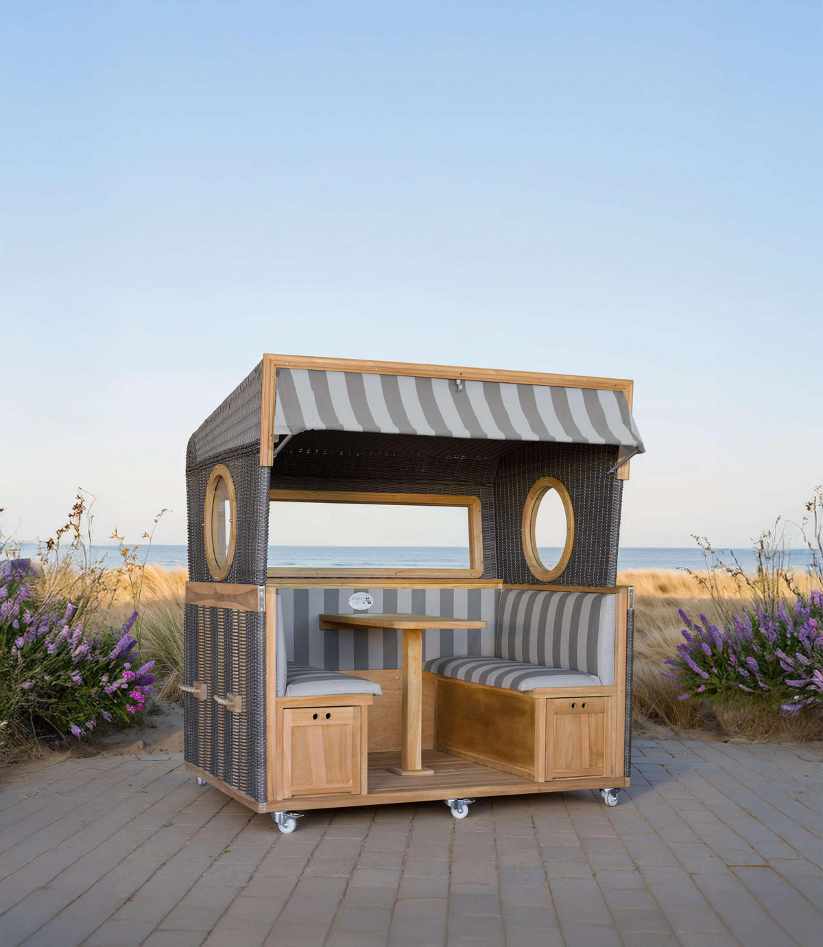 STRANDKORB 6-Sitzer Gosch Lounge Teak - Braun/Grau, Holz/Metall (158/207/200cm) - Mr. Deko