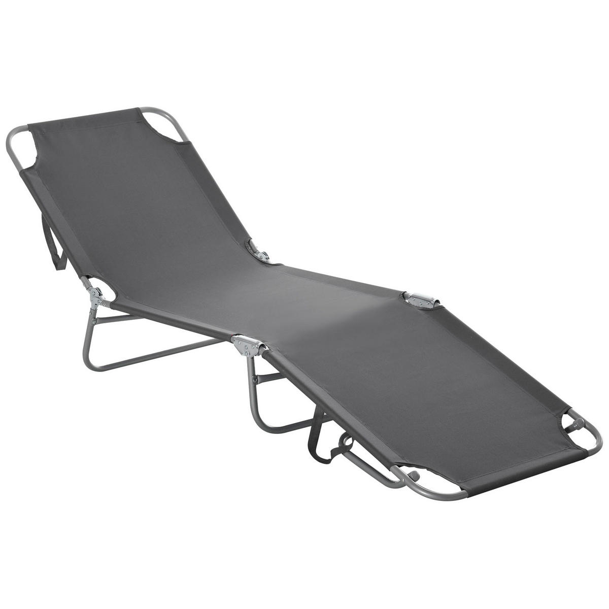 SONNENLIEGE Klappbare mit 5-fach verstellbarer Rückenlehne Tragkraft 120 kg 187 x 55 x 24 cm ,Grau - Grau, Metall (55/24/187cm) - Vallsero