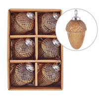 WEIHNACHTSKUGEL 6er Set Glas Gold Ambre - Silberfarben/Goldfarben, Glas (8/11/8cm) - Beliani