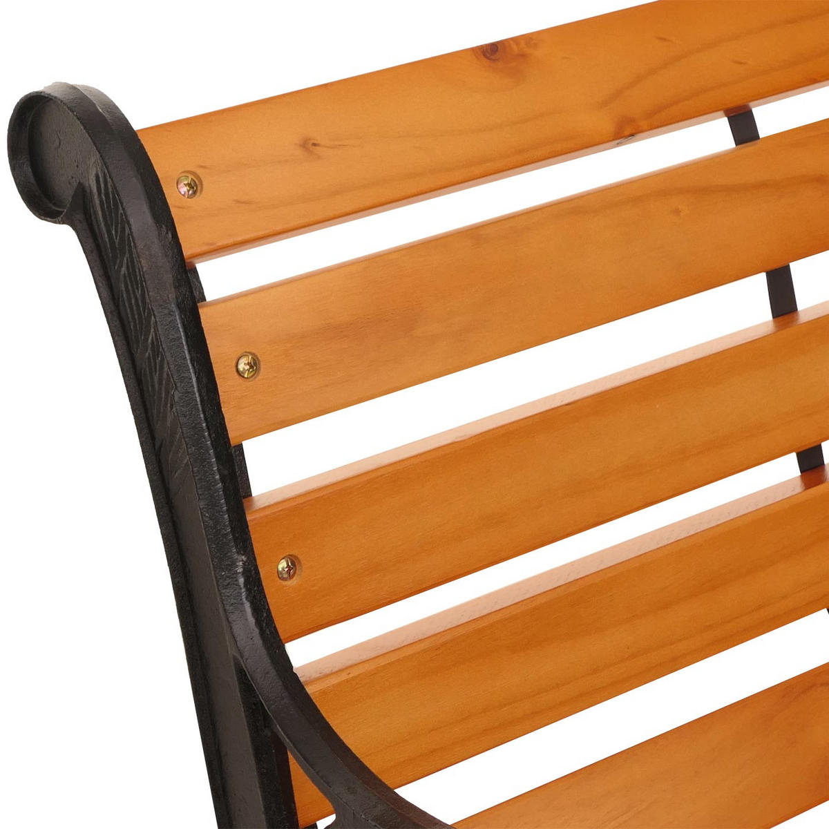 GARTENBANK Schwarz, Teak Dekor - Schwarz/Teakfarben, Holz (164/78/35cm) - MCW