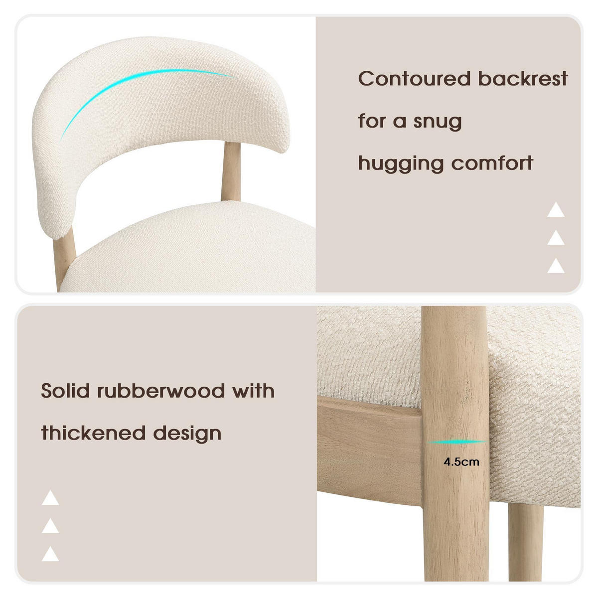 ESSZIMMERSTUHL 4 Stück in moderner Stil - Naturfarben, Holz/Textil (58/78/58cm) - KOMHTOM