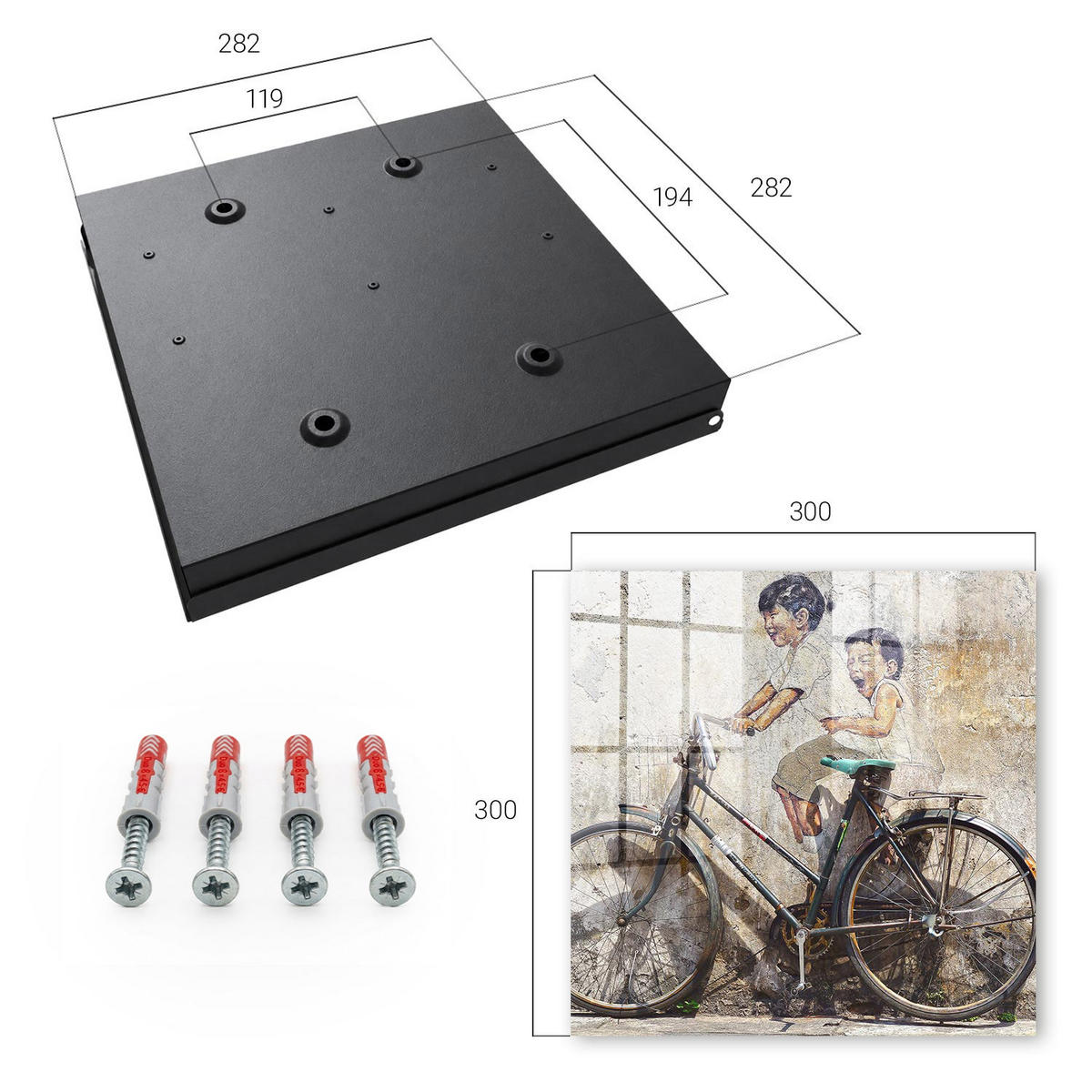 SCHLÜSSELBOX Schwarz 30x30 cm- Türöffnung nach rechts - Kinder und Fahrrad - Beige, Metall (30/30/5cm) - TULUP
