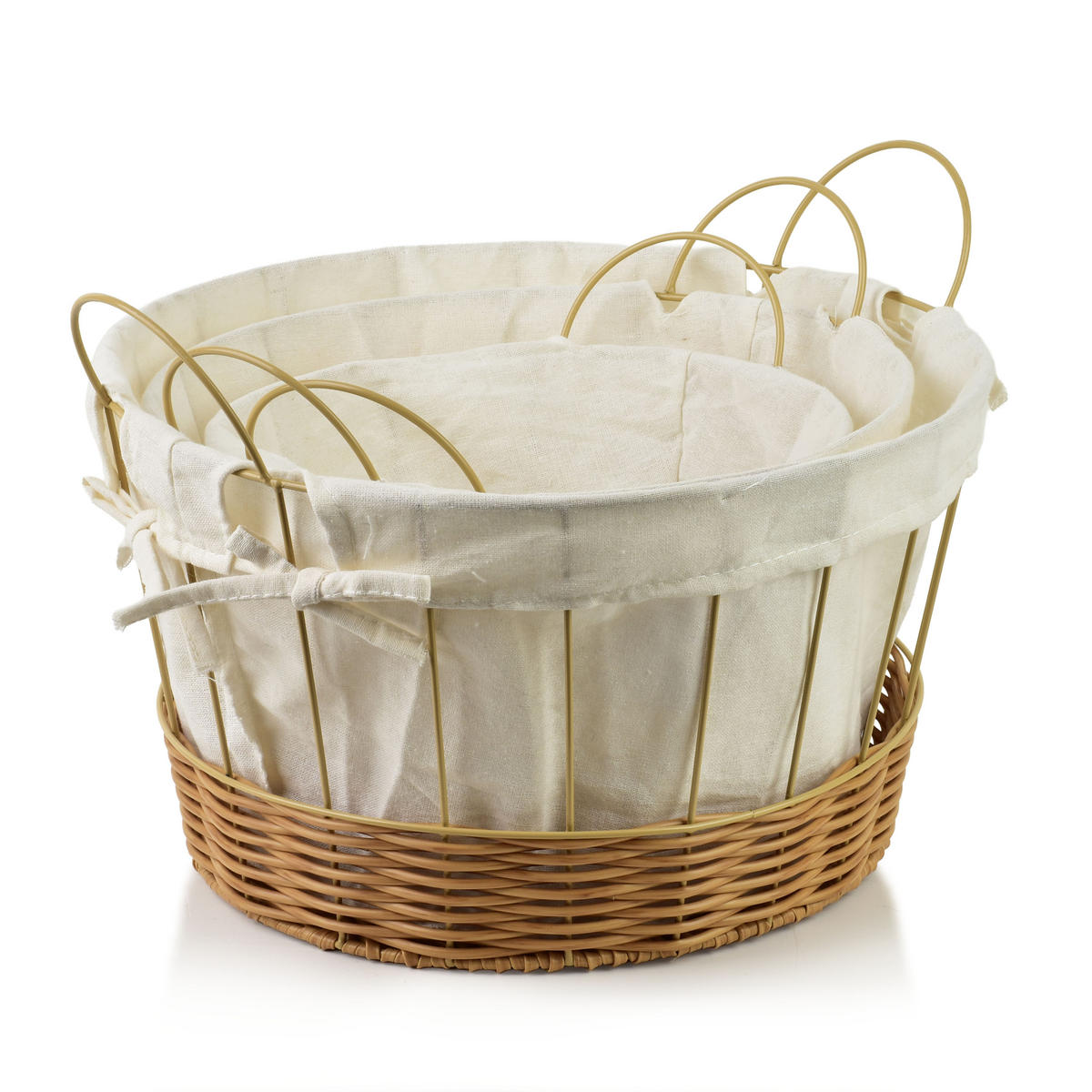 BROTKORB Will 3er Set Weiß 35x35x20,5/26,5 cm Metall - Weiß, Metall (35/26.5/35cm) - Mondex