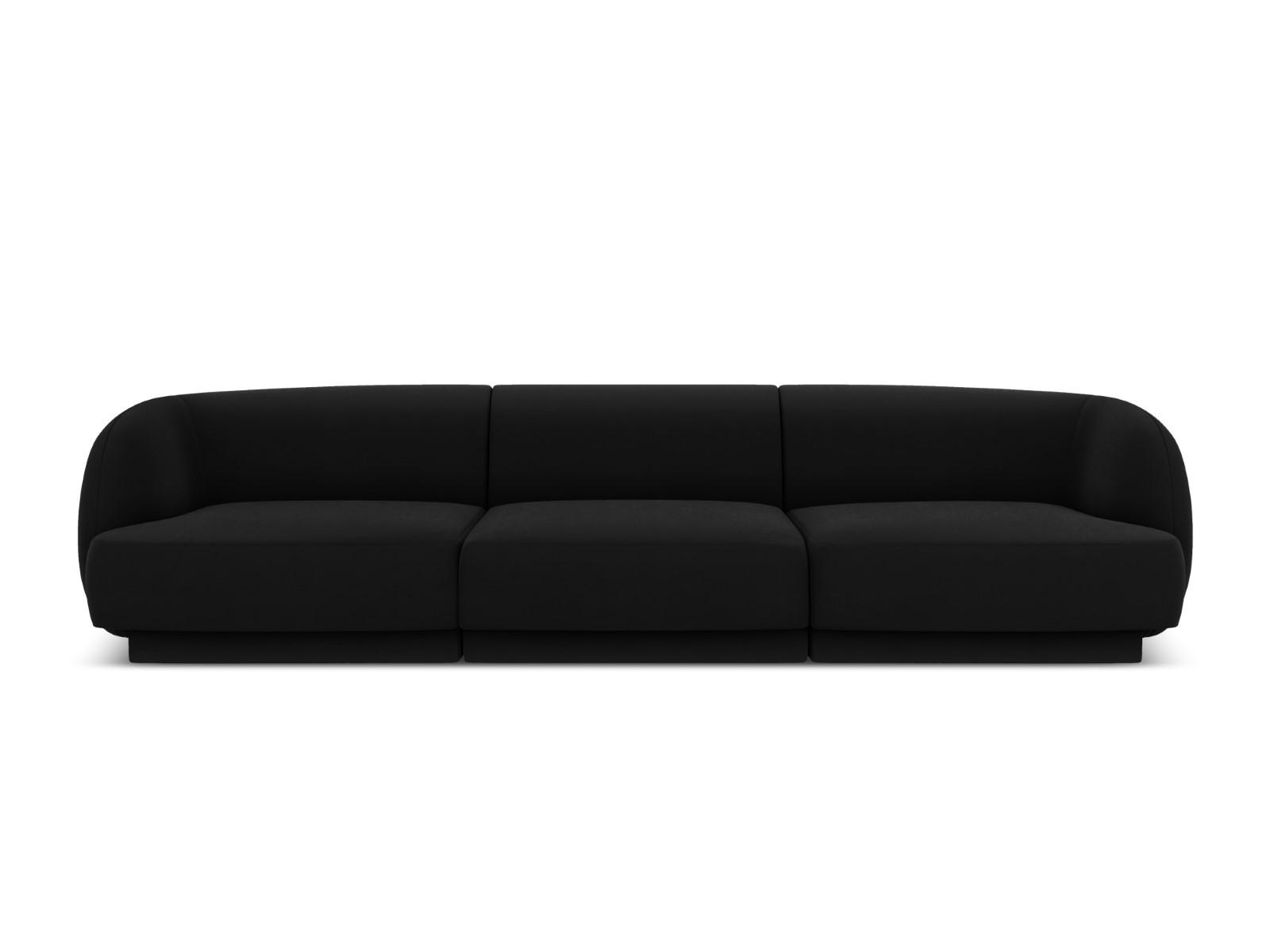 SOFA Miley aus Samt schwarz 3 Sitzplätze - Schwarz, Textil (90/70/255cm) - Micadoni
