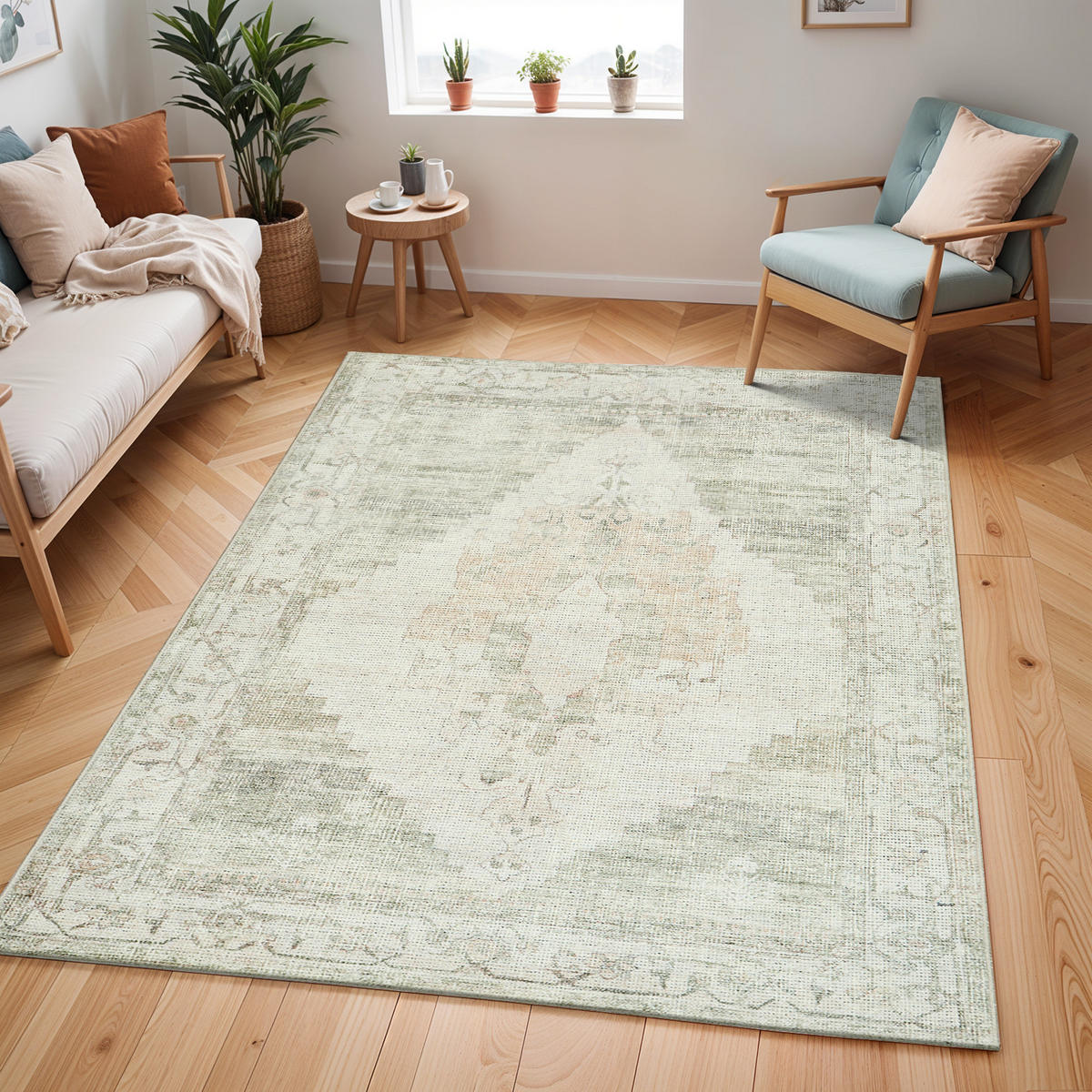 VINTAGE-TEPPICH Luca 160/213 cm Salbeigrün - Grün, Textil (160/213cm) - LIVABLISS