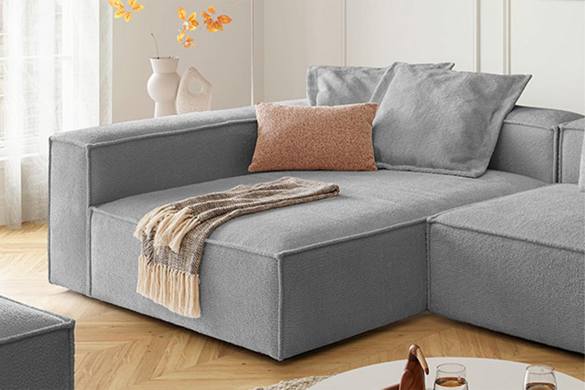 ECKSOFA CARMO Grau Flachgewebe - Schwarz/Grau, Kunststoff/Textil (306/191cm) - KAWOLA