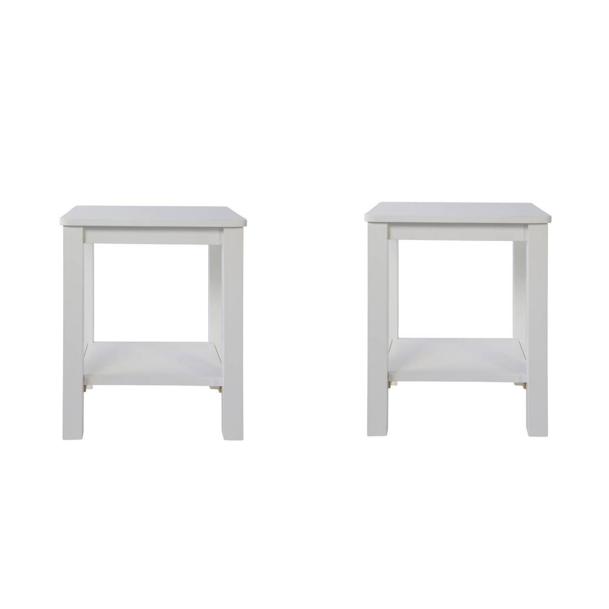 NACHTTISCH 2er Set Kiefer weiß 47/38/32 cm - Weiß, Holz (30/47/32cm) - Homestyle4u