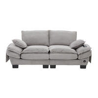 2-SITZER SOFA Cord Hellgrau mit USB-C und Seitentaschen - Hellgrau, Holzwerkstoff/Kunststoff (190/84/73cm) - WISHDOR