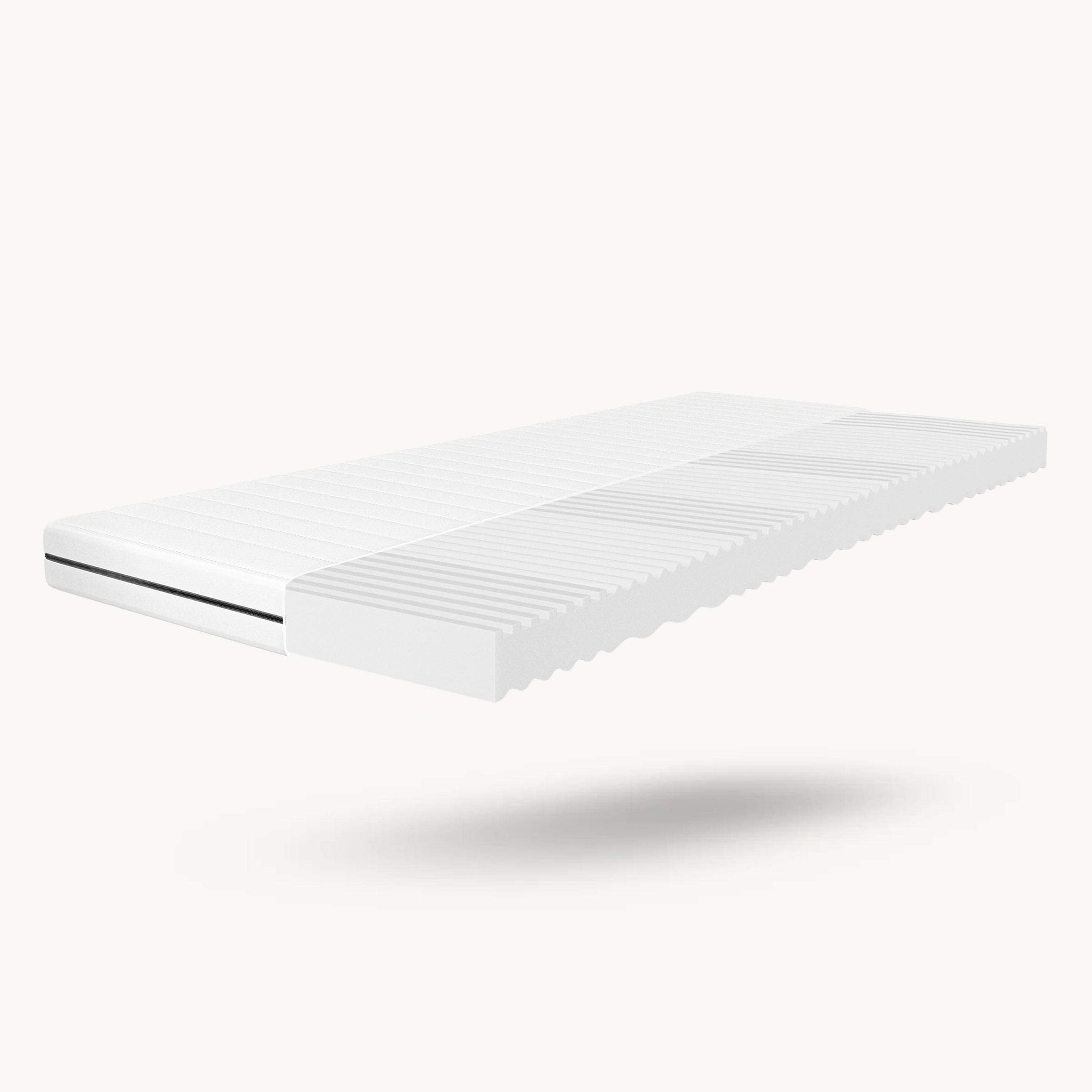 KALTSCHAUMMATRATZE 100x200 – Wendematratze H2/H3, 7-Zonen, Bezug abnehmbar - Weiß, Textil (100/200cm) - Schlaftroll