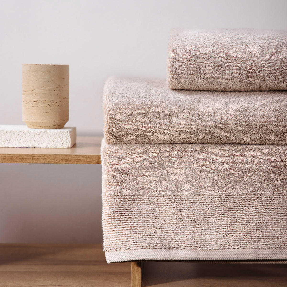 BADETUCH Desma beige 50/90 cm - Beige, Textil (50/90cm) - Homla