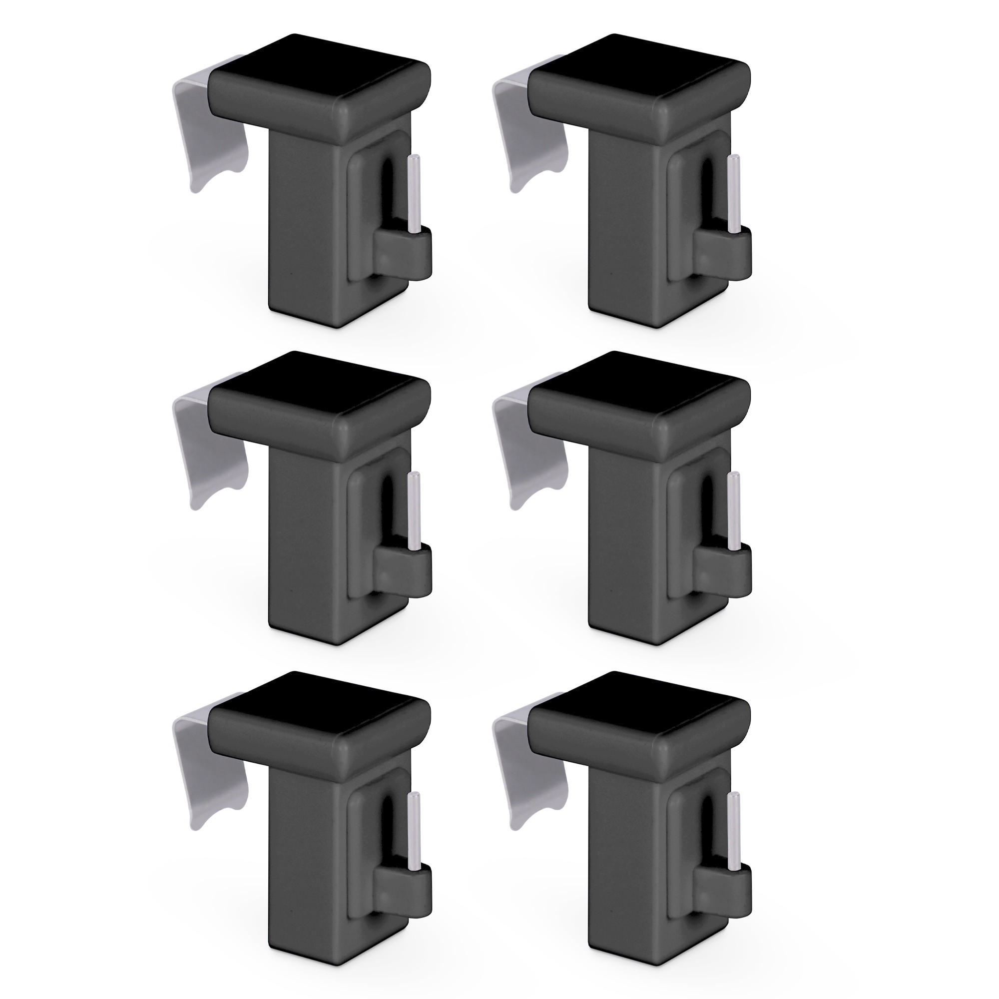 KLEMMTRÄGER für Vitragestangen 6er Pack - Anthrazit, Kunststoff (2/4/4cm) - Bestlivings