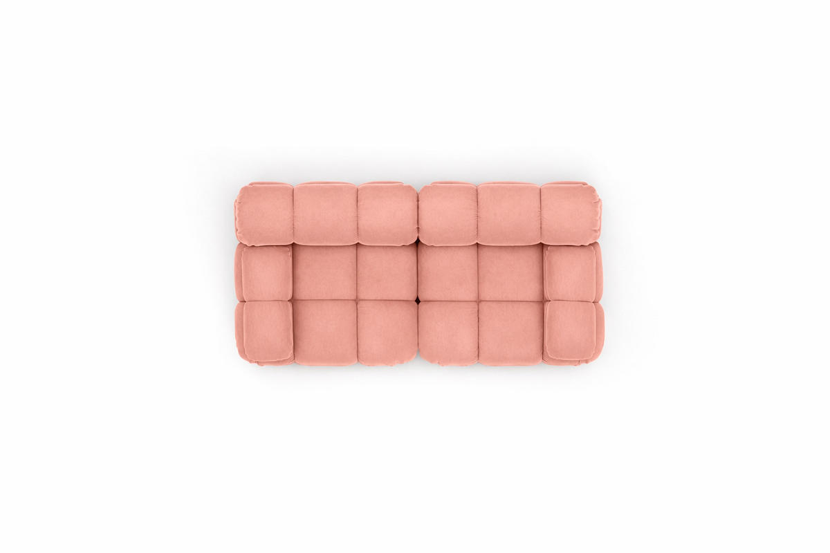 COUCH, 2-Sitzer Modular, Veloursstoff Salvador, Rosa, Selia - Rosa, Holz (190/70/95cm) - Kaiser Möbel