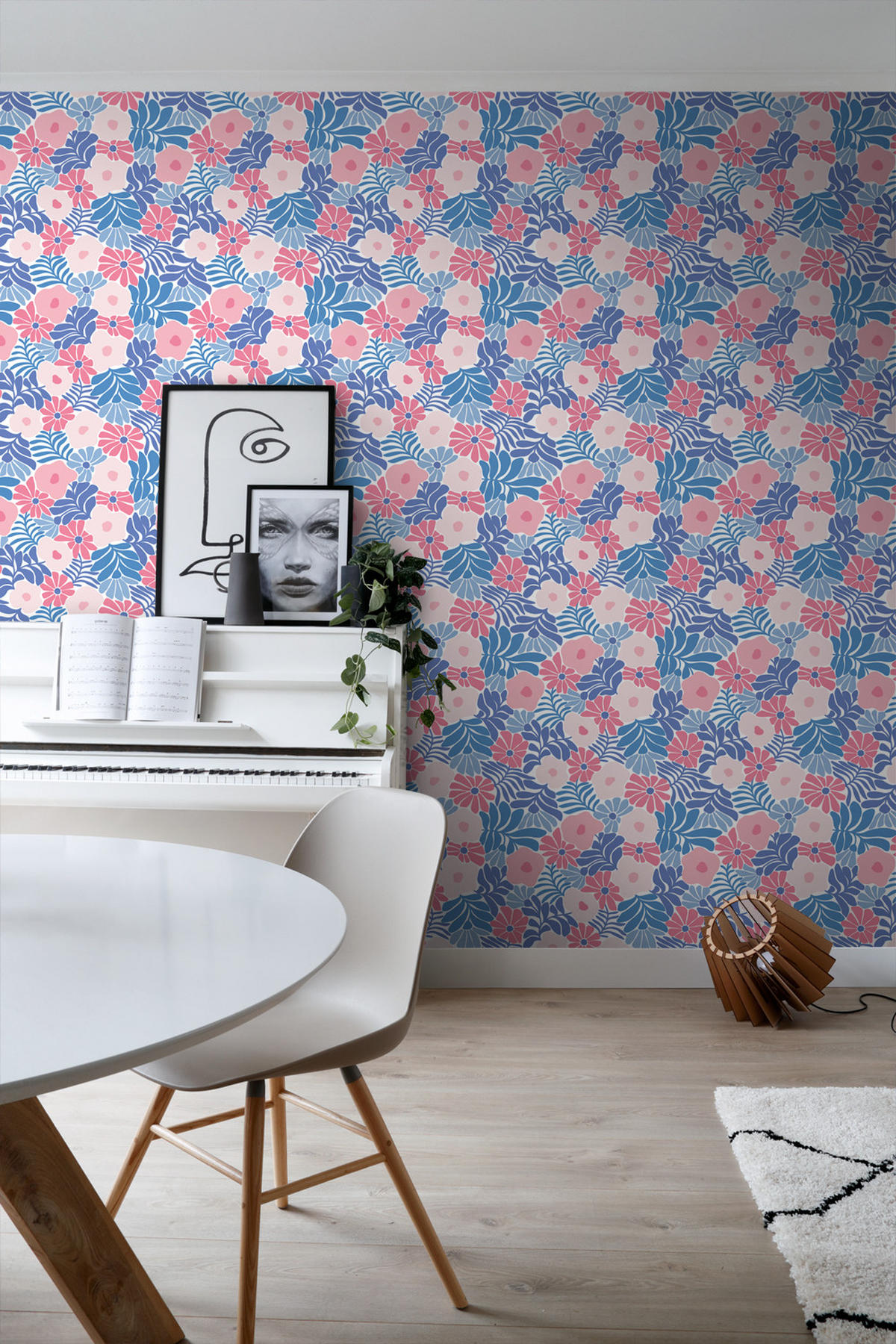TAPETE Blumen im Matisse-Stil 50 x 900 cm - Pink, Papier (50/900cm) - ESTAhome