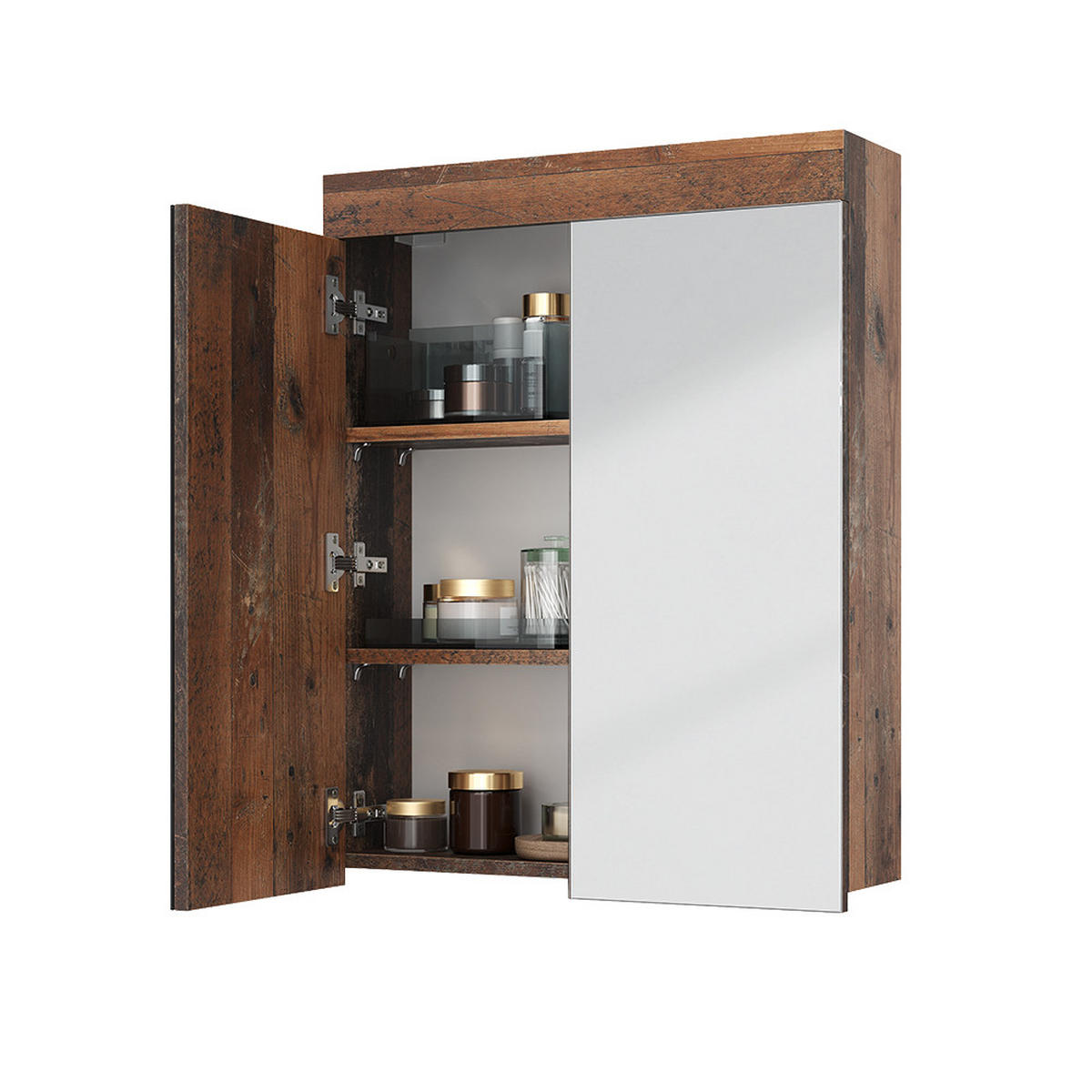 BADSPIEGELSCHRANK Luna Oldstyle 60 x 77 cm - Braun, Holzwerkstoff (60/77/17cm) - Vicco