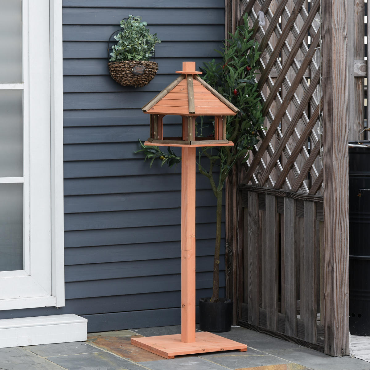 VOGELHAUS DE-10712 mit Ständer & wetterfestem Dach Natur - Naturfarben, Holzwerkstoff (52/130/52cm) - ComfortXL
