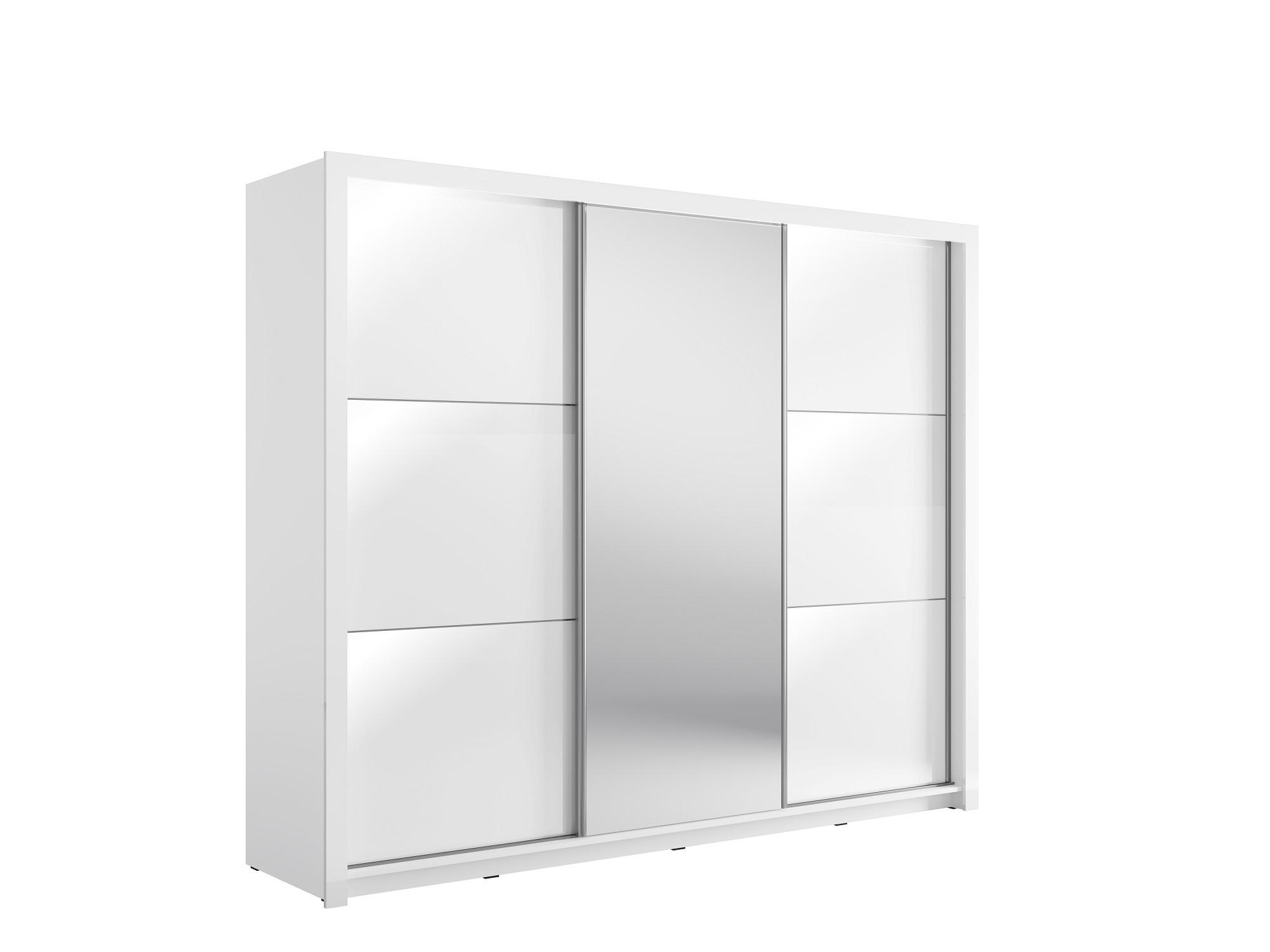SCHIEBETÜRENSCHRANK SAVONA 12 - 257,8×212×66,6 cm Alpinweiß / Weiß Hochglanz - Weiß Hochglanz, Holz/Holzwerkstoff (257.8/212/66.6cm) - Milaros Markt