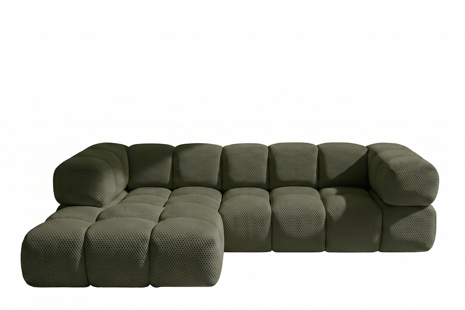 ECKSOFA L-FORM, Strukturierter Premiumstoff Sonic, Grün, Links, Averro - Grün, Holz (280/150cm) - Kaiser Möbel