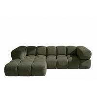 ECKSOFA L-FORM, Strukturierter Premiumstoff Sonic, Grün, Links, Averro - Grün, Holz (280/150cm) - Kaiser Möbel
